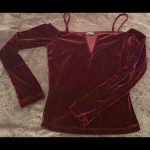 Burgundy Velvet Off the shoulder top